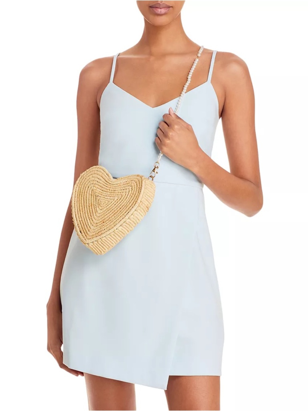Poolside Heart Beat Faster Bag Raffia Pearl Crossbody or Shoulder in Natural